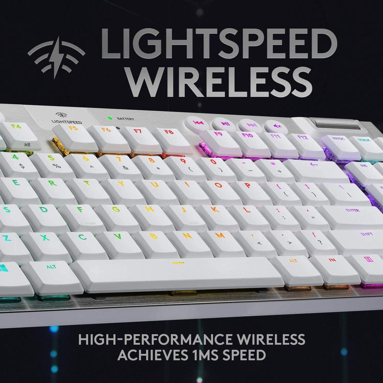 Alt view image 2 of 10 - Logitech G915 TKL White Tactile Tenkeyless LIGHTSPEED Wireless RGB Mechanical Gaming Keyboard, Low Profile Switch Options, LIGHTSYNC RGB, Advanced Wireless and Bluetooth Support
