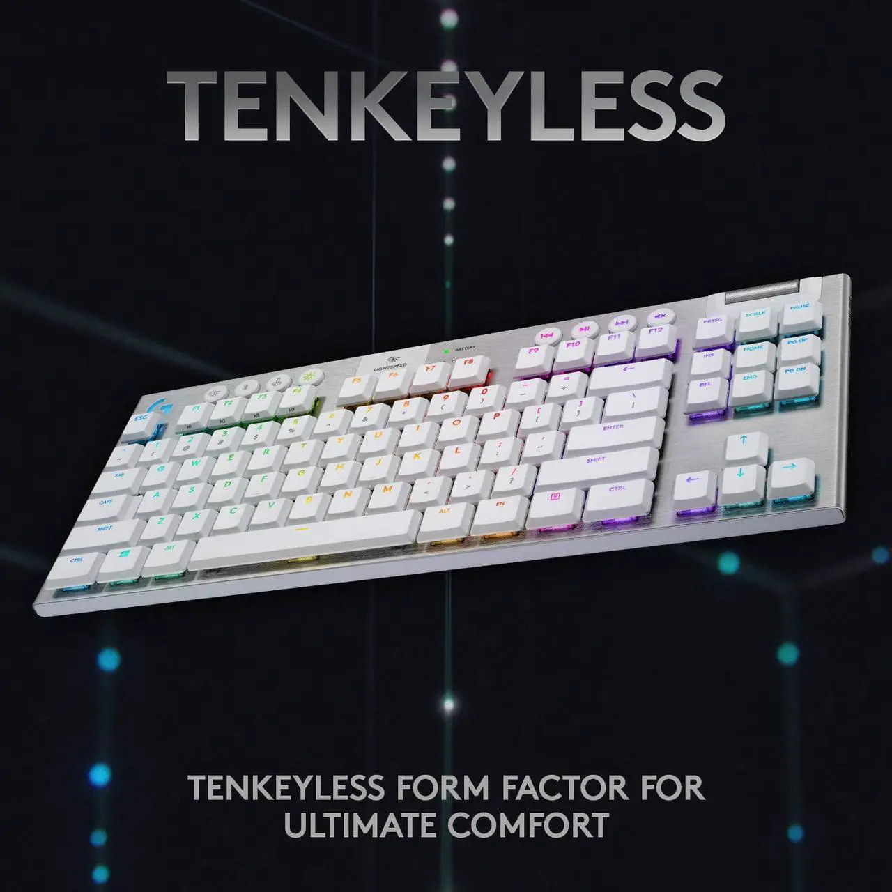Alt view image 5 of 10 - Logitech G915 TKL White Tactile Tenkeyless LIGHTSPEED Wireless RGB Mechanical Gaming Keyboard, Low Profile Switch Options, LIGHTSYNC RGB, Advanced Wireless and Bluetooth Support