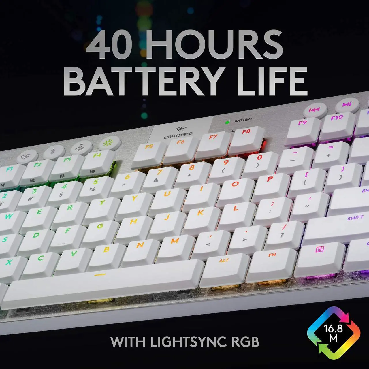 Alt view image 9 of 10 - Logitech G915 TKL White Tactile Tenkeyless LIGHTSPEED Wireless RGB Mechanical Gaming Keyboard, Low Profile Switch Options, LIGHTSYNC RGB, Advanced Wireless and Bluetooth Support