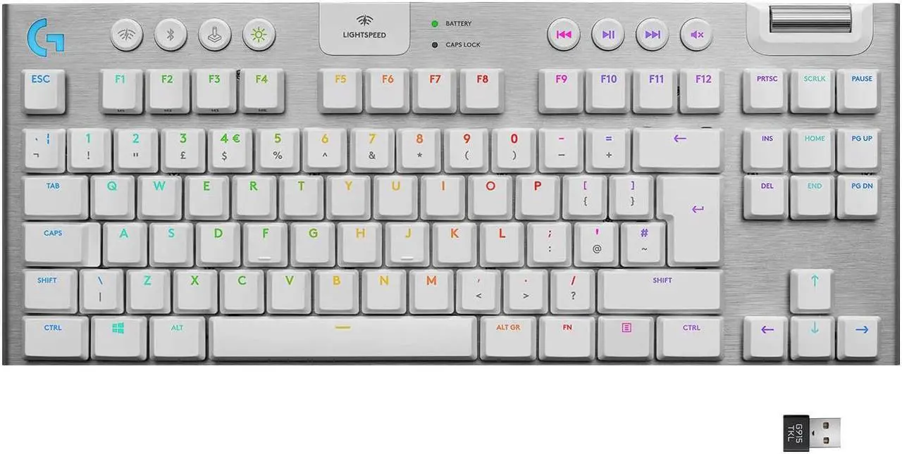 Main image of Logitech G915 TKL White Tactile Tenkeyless LIGHTSPEED Wireless RGB Mechanical Gaming Keyboard, Low Profile Switch Options, LIGHTSYNC RGB, Advanced Wireless and Bluetooth Support