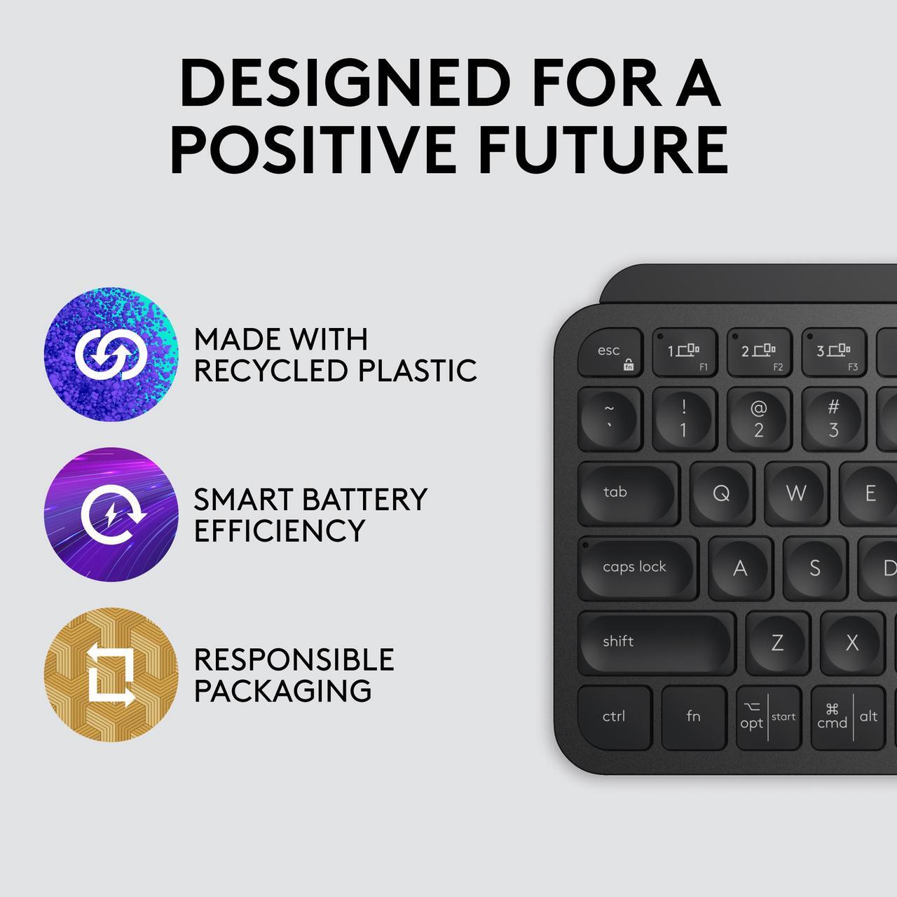 Alt view image 2 of 12 - Logitech MX Keys Mini Minimalist Wireless Illuminated Keyboard, Compact, Bluetooth, Backlit, USB-C, Compatible with Apple macOS, iOS, Windows, Linux, Android, Metal Build - BLACK