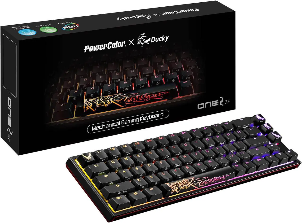 Alt view image 7 of 7 - PowerColor USB-C x Ducky One 2 SF RGB Mechanical Keyboard, Kailh Brown Switches