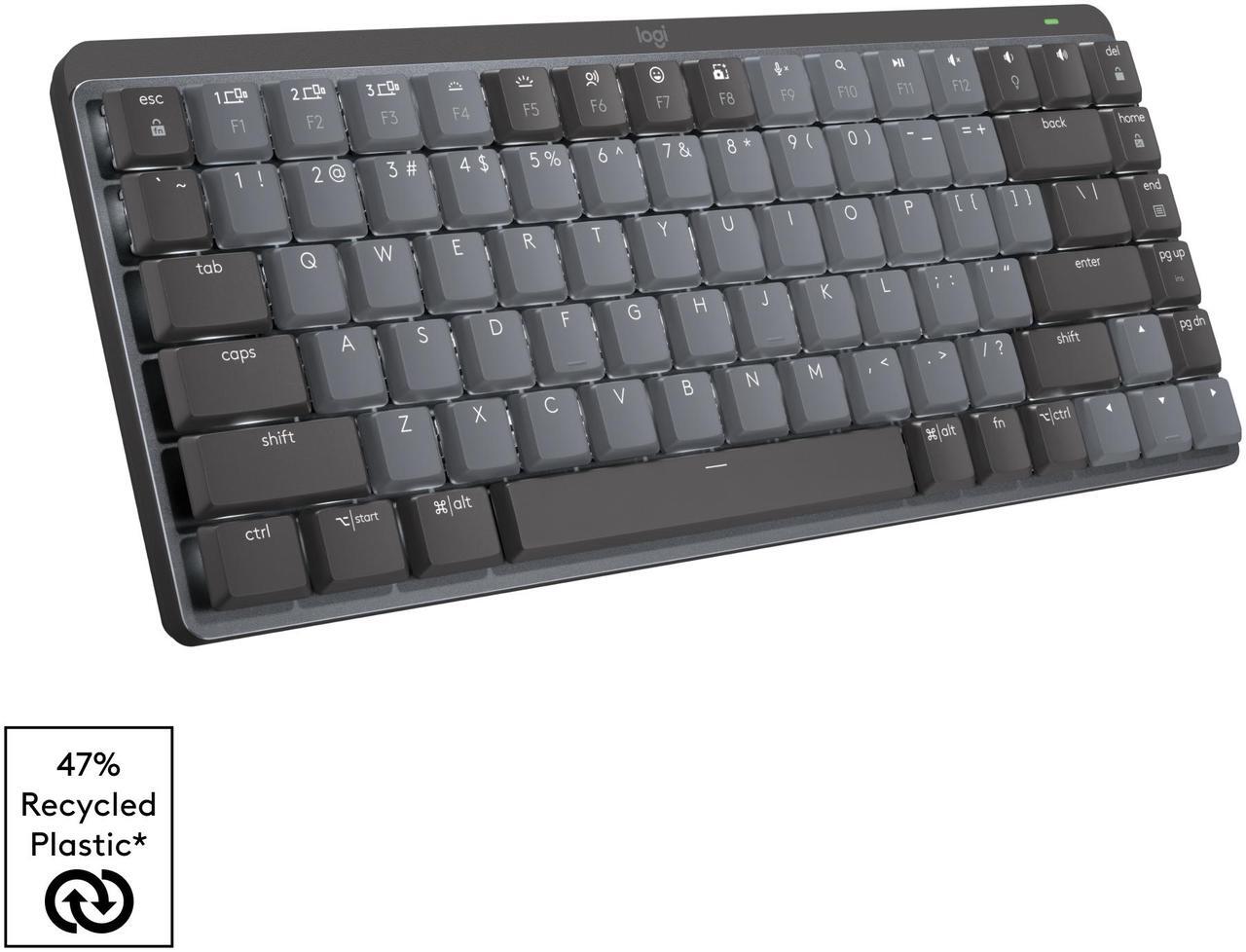 Alt view image 12 of 13 - Logitech MX Mechanical Mini Wireless Illuminated Keyboard, Clicky Switches, Backlit, Bluetooth, USB-C, macOS, Windows, Linux, iOS, Android, Graphite