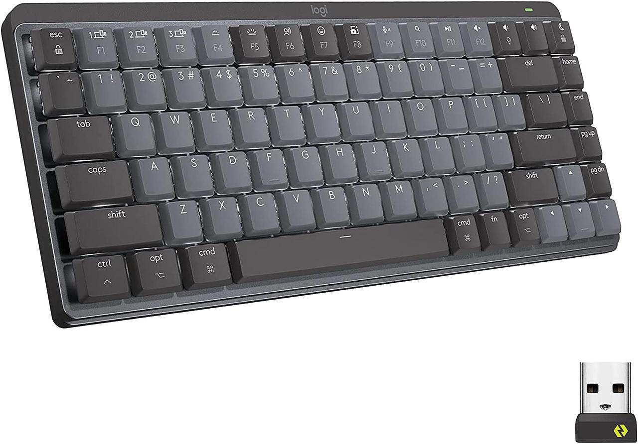 Logitech MX Mechanical Mini Wireless Illuminated Keyboard, Clicky Switches, Backlit, Bluetooth, USB-C, macOS, Windows, Linux, iOS, Android, Graphite