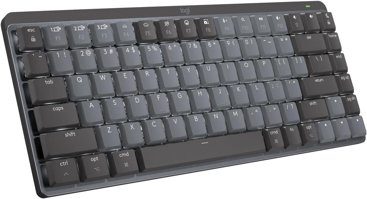 Logitech MX Mechanical Mini for Mac Wireless Illuminated Keyboard, Low-Profile Performance Switches, Tactile Quiet Keys, Backlit, Bluetooth, USB-C, Apple, iPad - Space Grey