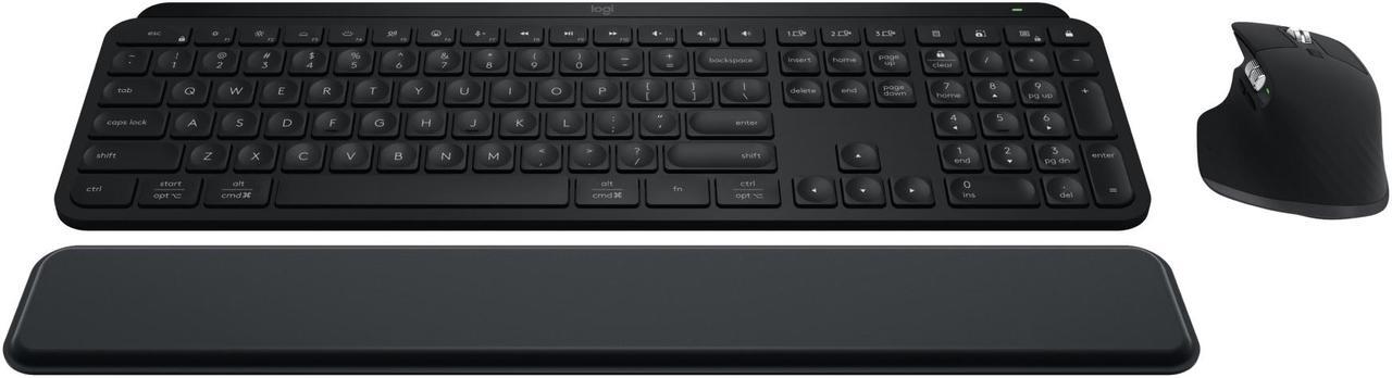 Logitech MX Keys S Combo: MX Master 3S, MX Keys S & MX Palm Rest, Customizable Illumination, Fast Scrolling, Bluetooth, USB C, for Windows, Linux, Chrome, Mac (Black)