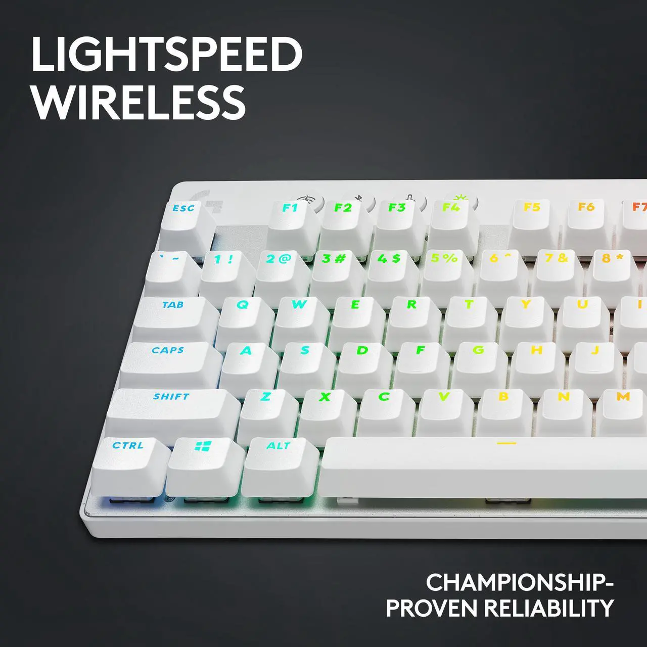 Alt view image 3 of 8 - Logitech G PRO X TKL Lightspeed Wireless Gaming Keyboard, Ultra-Portable Tenkeyless Design, LIGHTSYNC RGB, PBT keycaps, Tactile Switches (GX Brown) - White