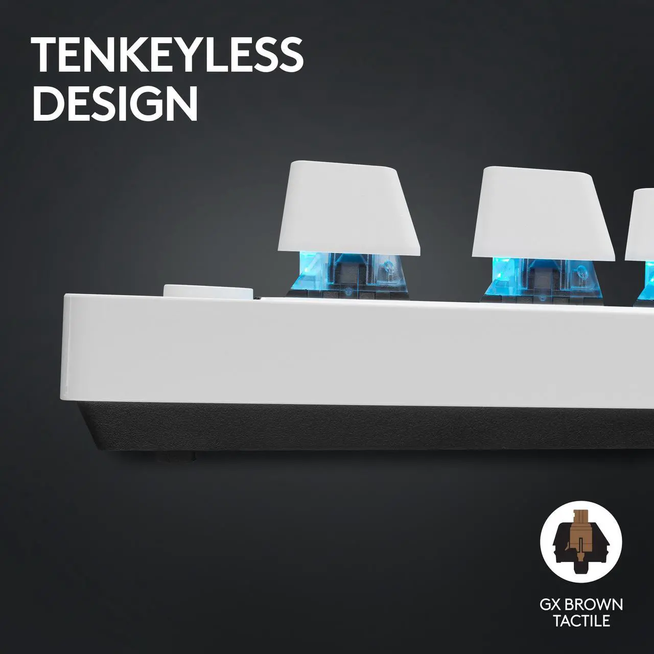 Alt view image 4 of 8 - Logitech G PRO X TKL Lightspeed Wireless Gaming Keyboard, Ultra-Portable Tenkeyless Design, LIGHTSYNC RGB, PBT keycaps, Tactile Switches (GX Brown) - White