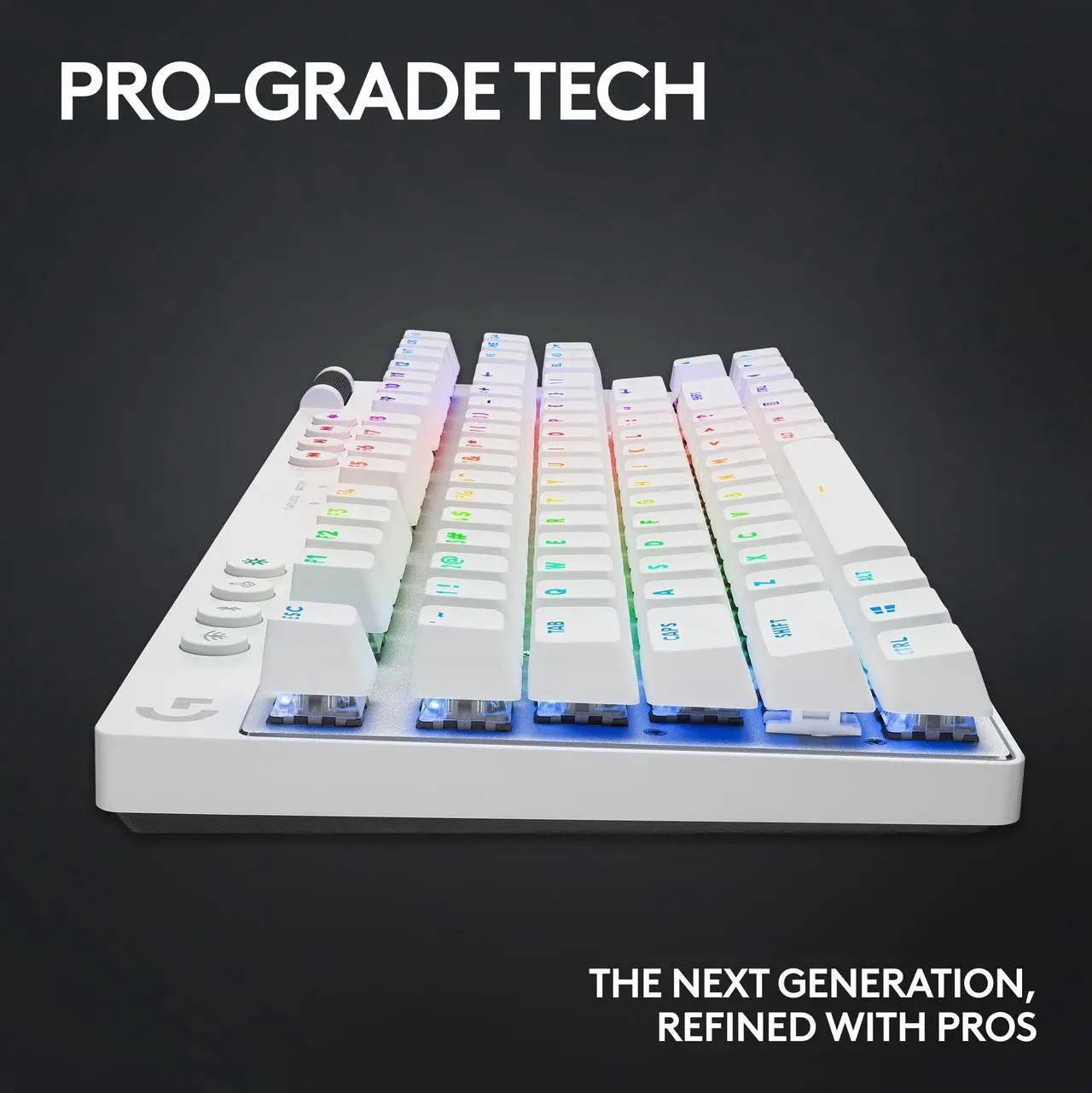 Alt view image 7 of 8 - Logitech G PRO X TKL Lightspeed Wireless Gaming Keyboard, Ultra-Portable Tenkeyless Design, LIGHTSYNC RGB, PBT keycaps, Tactile Switches (GX Brown) - White