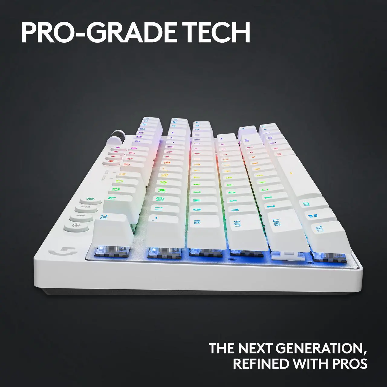 Alt view image 8 of 8 - Logitech G PRO X TKL Lightspeed Wireless Gaming Keyboard, Ultra-Portable Tenkeyless Design, LIGHTSYNC RGB, PBT keycaps, Tactile Switches (GX Brown) - White