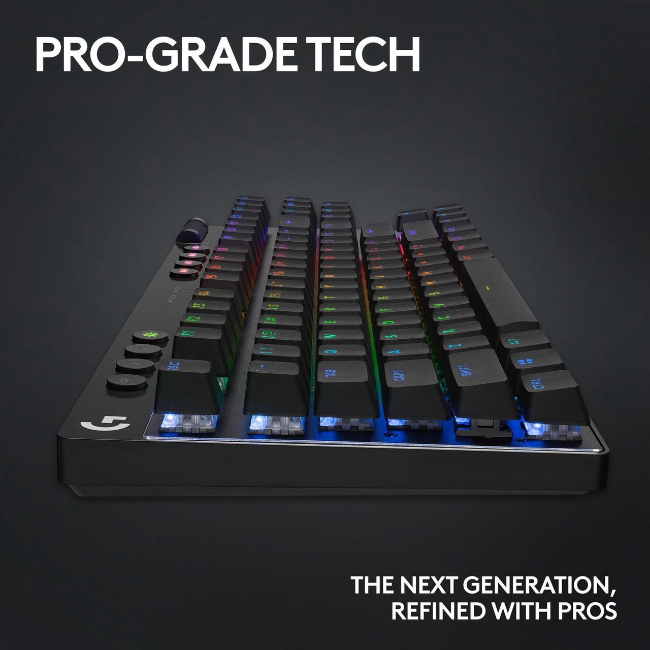 Alt view image 8 of 8 - Logitech G PRO X TKL Lightspeed Wireless Gaming Keyboard, Ultra-Portable Tenkeyless Design, LIGHTSYNC RGB, PBT keycaps, Linear Switches (GX Red) - Black