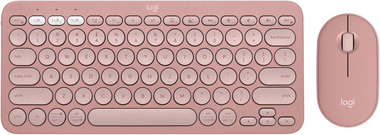 Logitech Pebble 2 Combo Wireless Quiet Keyboard and Mouse, Customisable, Logi Bolt, Bluetooth, Easy-Switch for Windows, macOS, iPadOS, Chrome - Tonal Rose