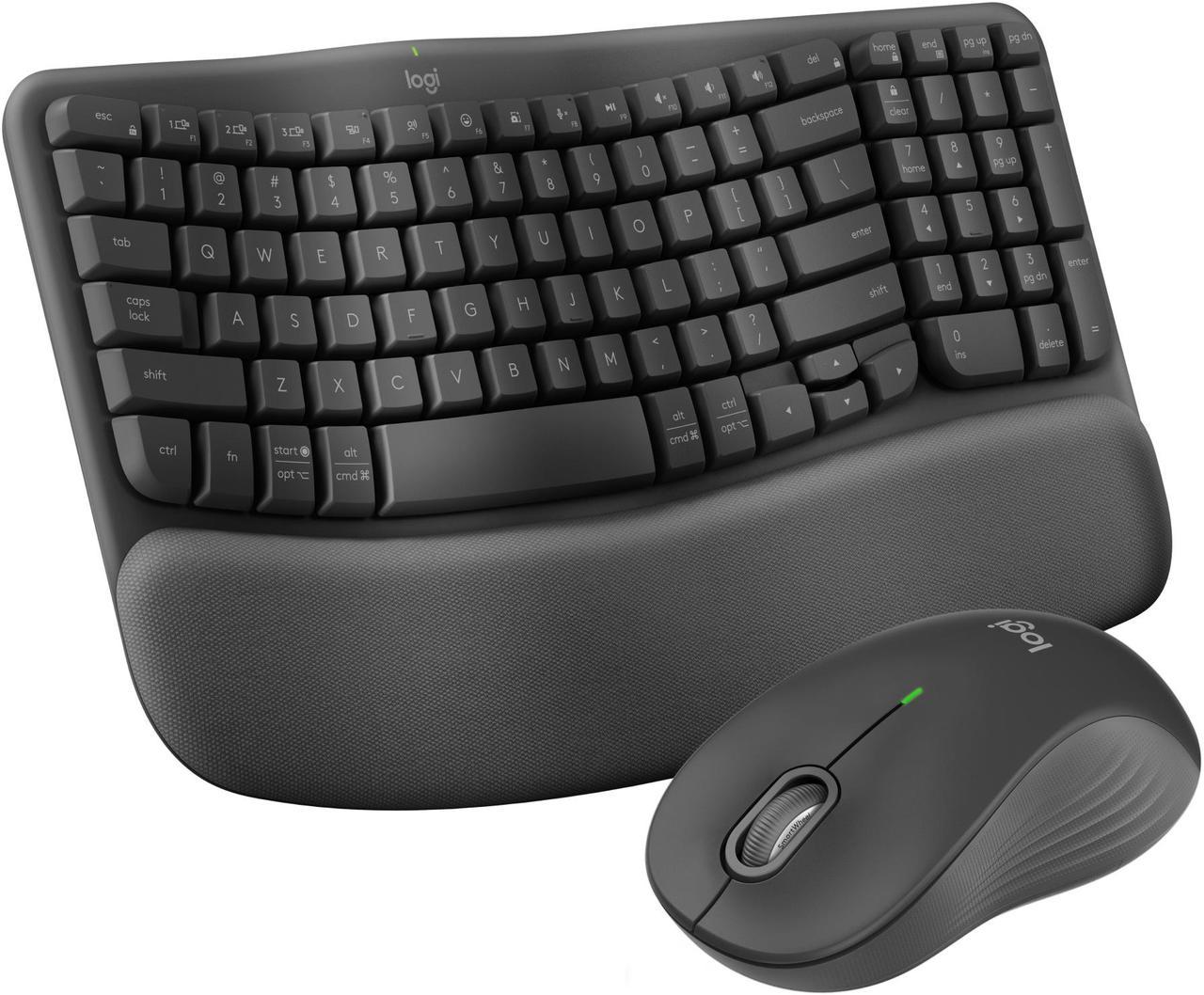 Logitech Wave Keys MK670 Combo, Wireless Ergonomic Keyboard with Signature M550 L Wireless Mouse, Comfortable Natural Typing, Bluetooth, Logi Bolt, for Multi-OS, Windows/Mac