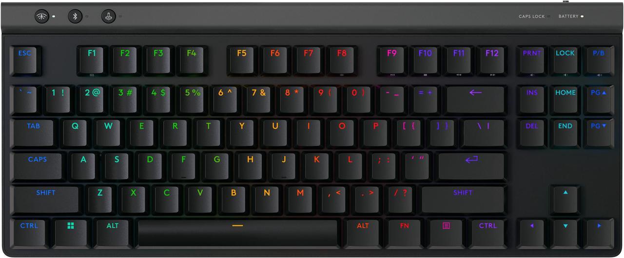 Logitech G515 LIGHTSPEED TKL Low Profile Wireless Gaming Keyboard, LIGHTSYNC RGB, Thin Tenkeyless Design, PBT Keycaps, Linear (Red) Mechanical Switches - Black