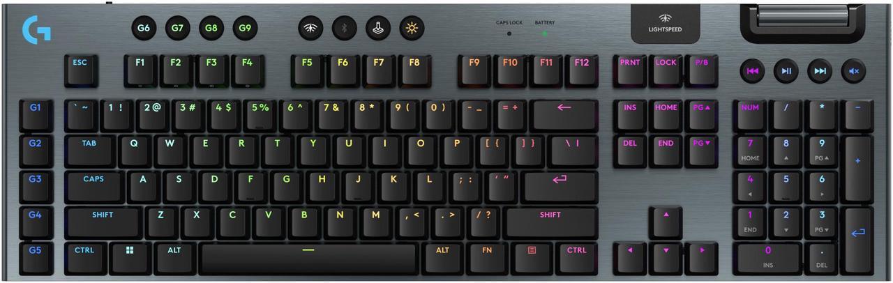 Main image of Logitech G915 X LIGHTSPEED Full-size Wireless Mechanical Gaming Keyboard - GL Red Linear Switches, RGB Backlighting - Black