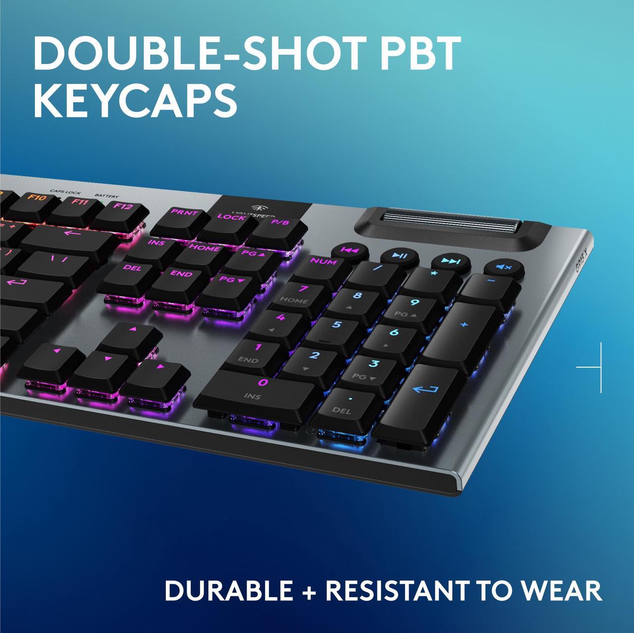 Alt view image 7 of 9 - Logitech G915 X LIGHTSPEED Full-size Wireless Mechanical Gaming Keyboard - GL Red Linear Switches, RGB Backlighting - Black