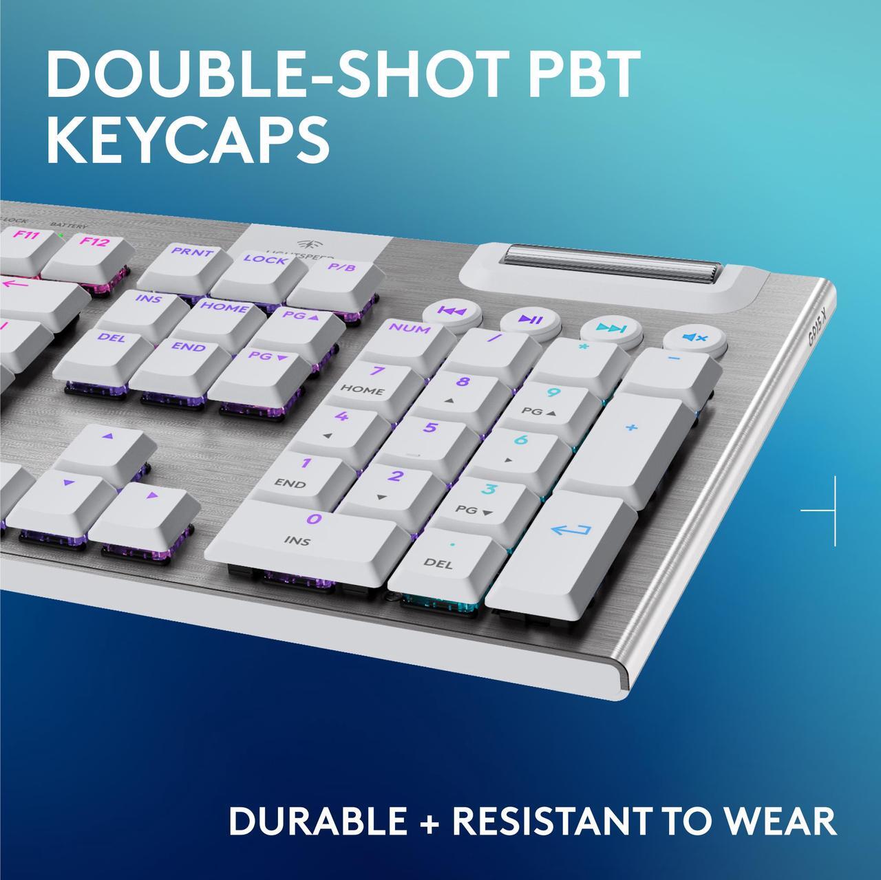Alt view image 7 of 9 - Logitech G915 X LIGHTSPEED Low profile Wireless Mechanical Gaming Keyboard - GL Brown Tactile Switches, RGB Backlighting - White