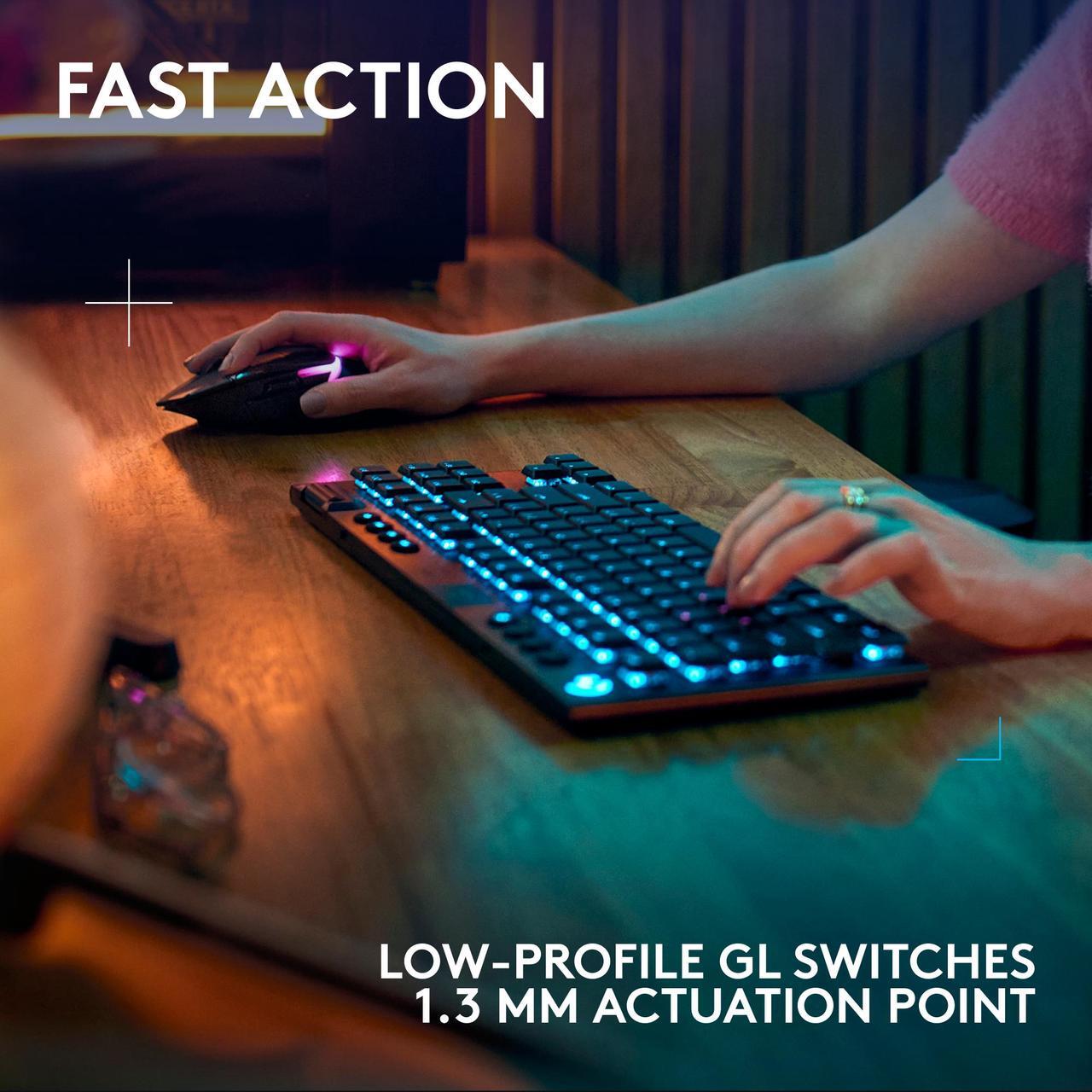 Alt view image 3 of 9 - Logitech G915 X LIGHTSPEED TKL Wireless Mechanical Gaming Keyboard - GL Red Linear Switches, RGB Backlighting - Black
