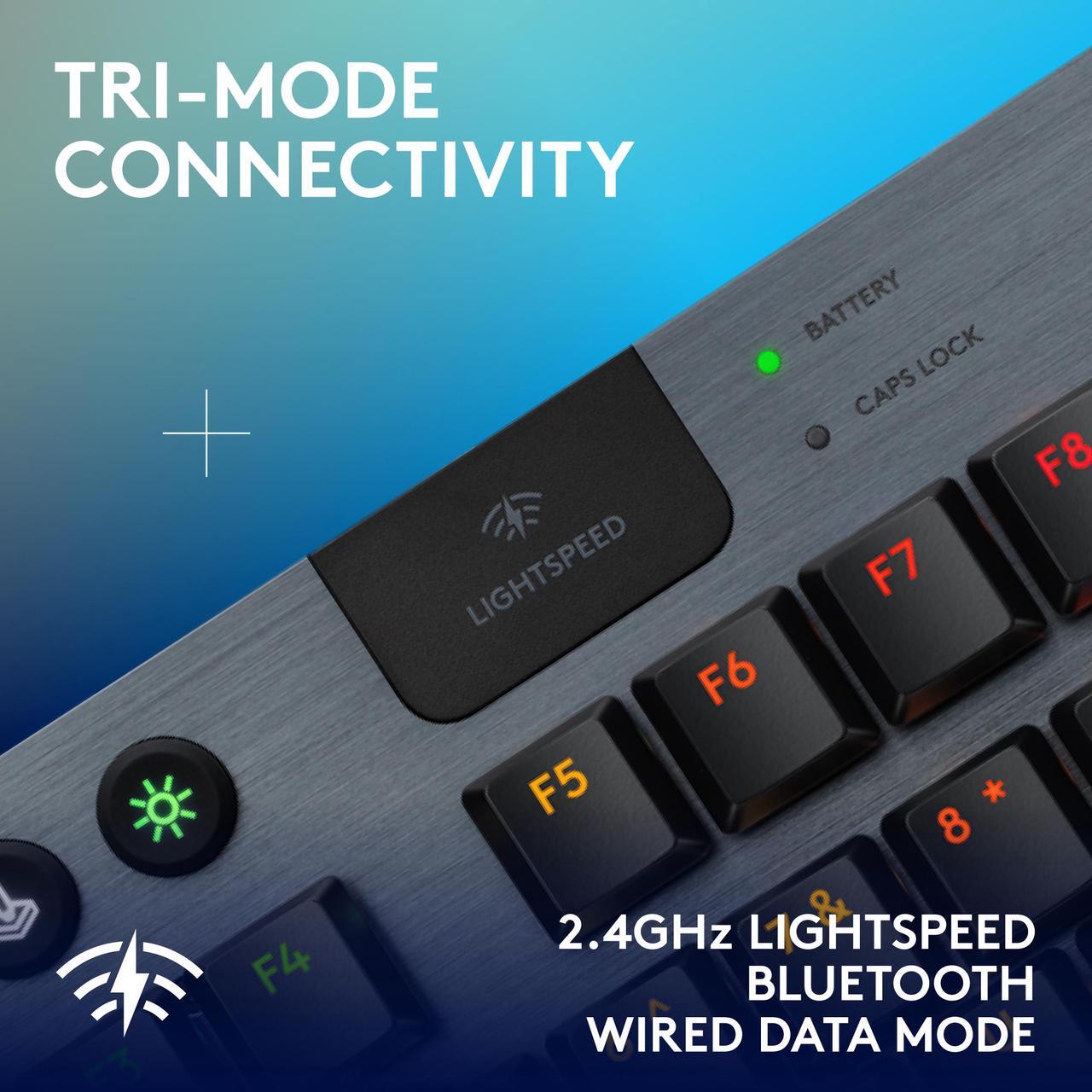 Alt view image 5 of 9 - Logitech G915 X LIGHTSPEED TKL Wireless Mechanical Gaming Keyboard - GL Red Linear Switches, RGB Backlighting - Black