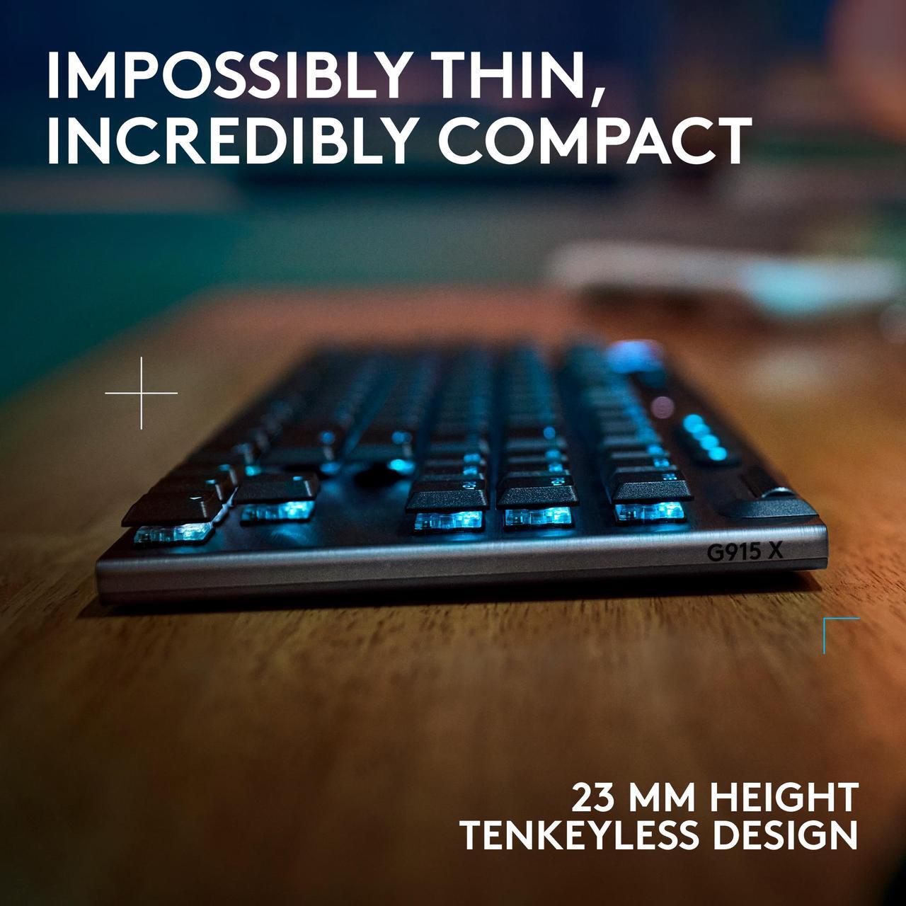 Alt view image 8 of 9 - Logitech G915 X LIGHTSPEED TKL Wireless Mechanical Gaming Keyboard - GL Red Linear Switches, RGB Backlighting - Black