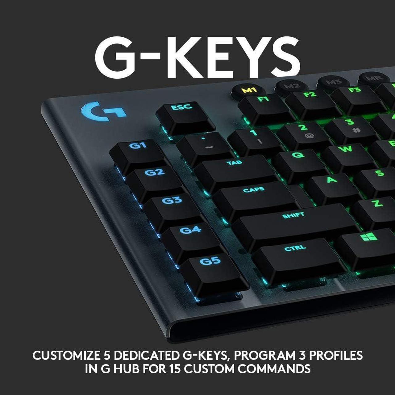Alt view image 7 of 13 - Logitech G915 LIGHTSPEED Wireless Mechanical Gaming Keyboard - Low Profile GL Clicky Key Switches, LIGHTSYNC RGB, Bluetooth Support - Black