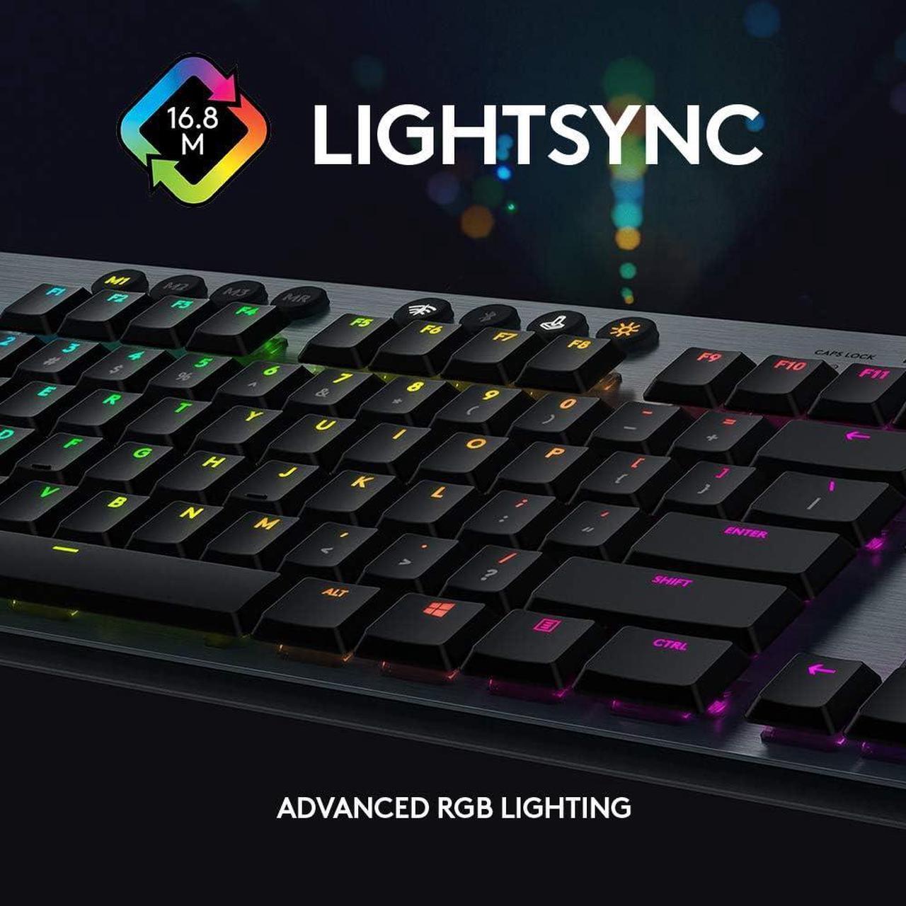 Alt view image 8 of 13 - Logitech G915 LIGHTSPEED Wireless Mechanical Gaming Keyboard - Low Profile GL Clicky Key Switches, LIGHTSYNC RGB, Bluetooth Support - Black
