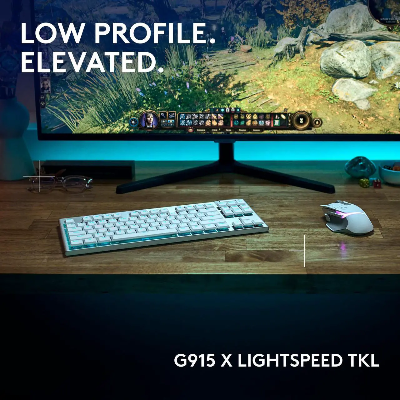 Alt view image 2 of 9 - Logitech G915 X LIGHTSPEED TKL Wireless Mechanical Gaming Keyboard - GL Brown Tactile Switches, RGB Backlighting - White