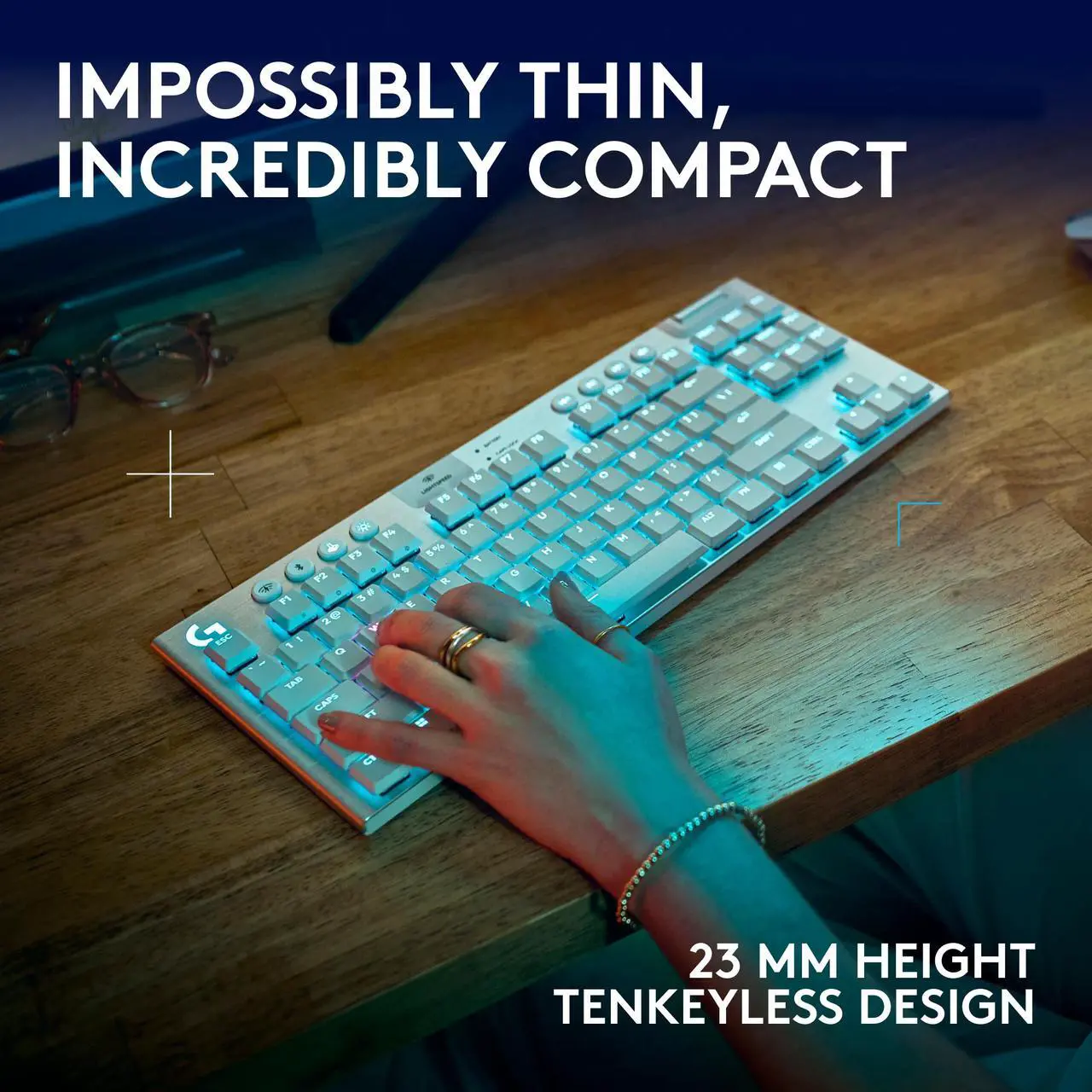 Alt view image 8 of 9 - Logitech G915 X LIGHTSPEED TKL Wireless Mechanical Gaming Keyboard - GL Brown Tactile Switches, RGB Backlighting - White
