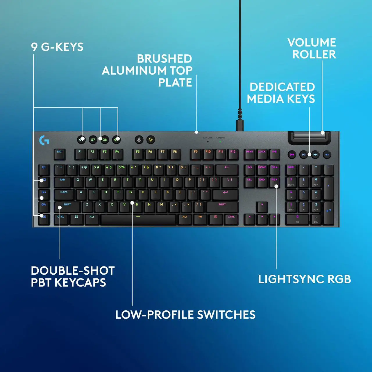 Alt view image 6 of 8 - Logitech G915 X Low Profile Mechanical Gaming Keyboard - GL Red Linear Switches, RGB Backlighting - Black