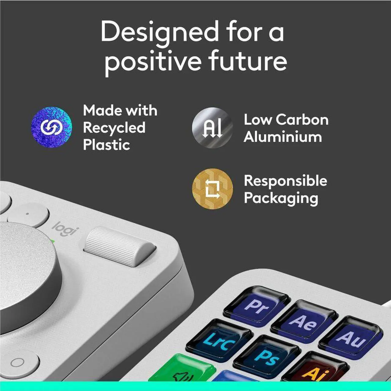 Alt view image 5 of 6 - Logitech MX Creative Console Keypad & Dial Pale Gray Bluetooth Wireless Keyboard   920-012661