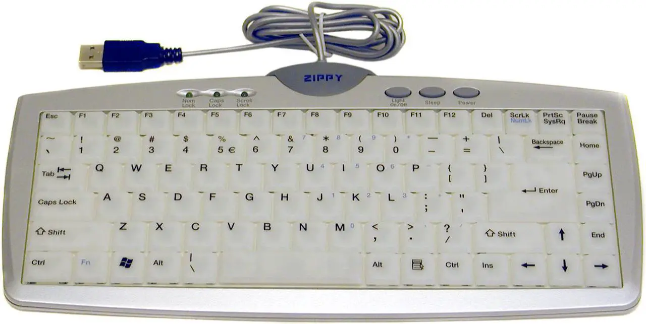 Main image of ZIPPY EL- 610 Silver & White 88 Normal Keys 3 Function Keys USB Mini Electron luminescent Keyboard
