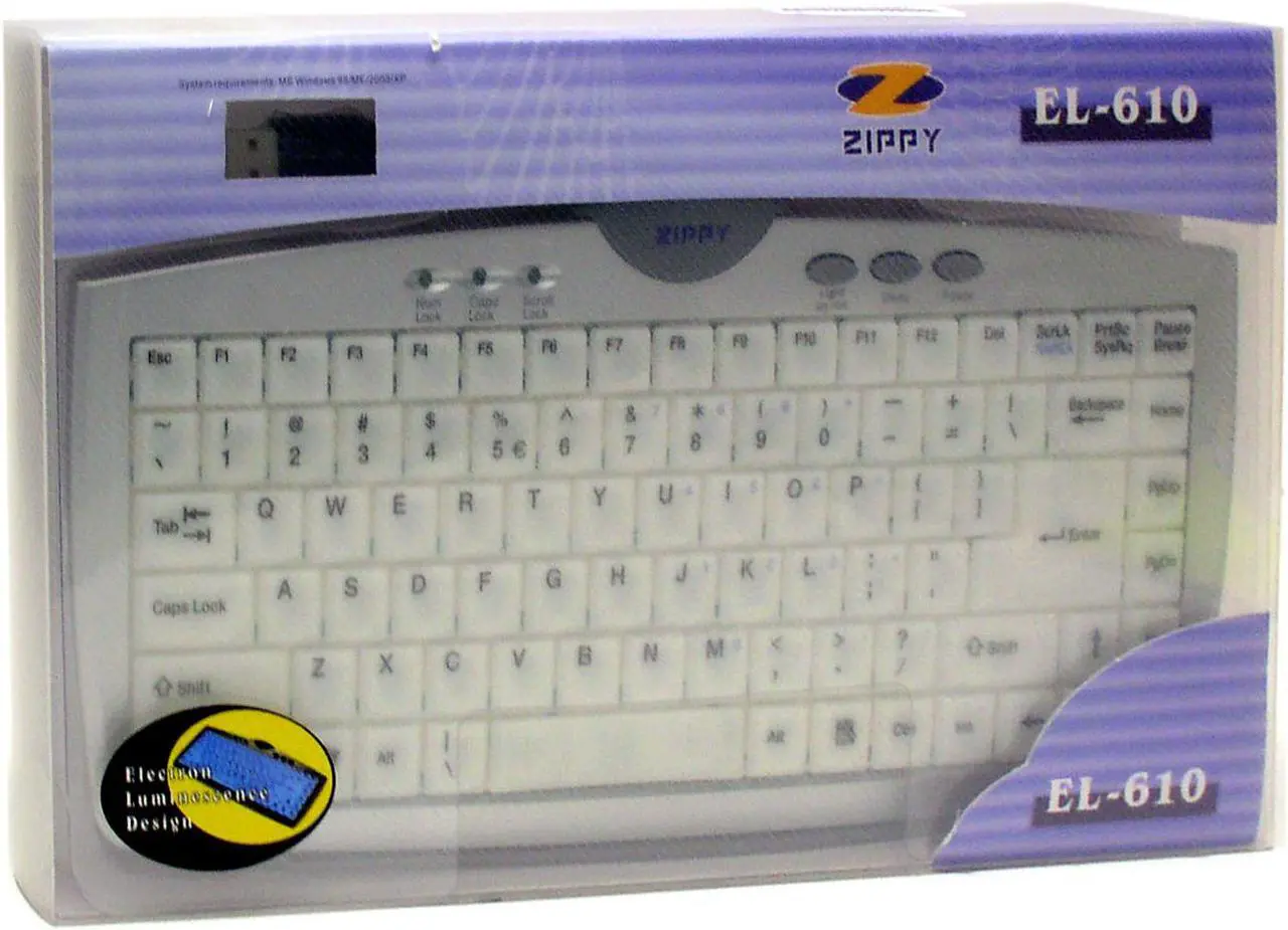 Alt view image 3 of 3 - ZIPPY EL- 610 Silver & White 88 Normal Keys 3 Function Keys USB Mini Electron luminescent Keyboard