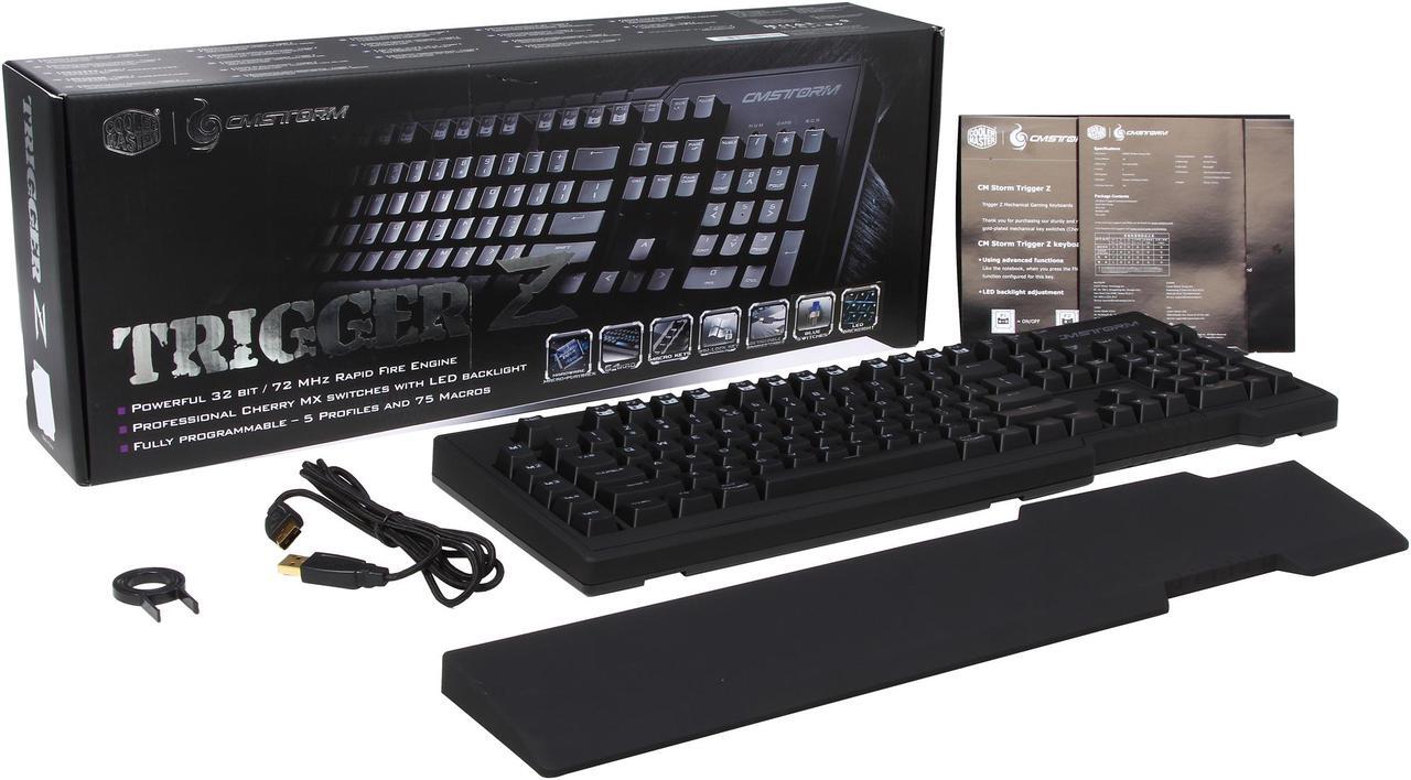 Alt view image 6 of 5 - CM Storm Trigger Z - Full Size Backlit Mechanical Gaming Keyboard with CHERRY MX Switches, Detachable Wrist Rest, and Dedicated Macro Keys (Blue LED/Blue Switch Model)