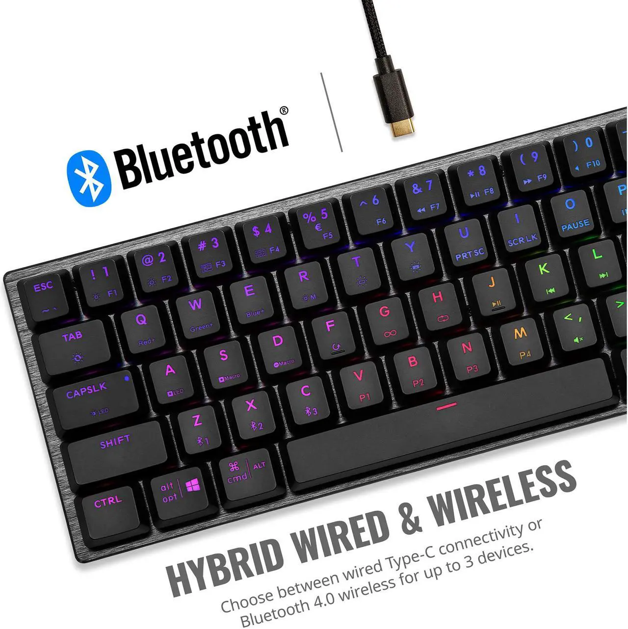 Alt view image 2 of 9 - Cooler Master SK622 Wireless 60% Mechanical Keyboard with Low Profile Red Switches, New and Improved Keycaps, and Brushed Aluminum Design