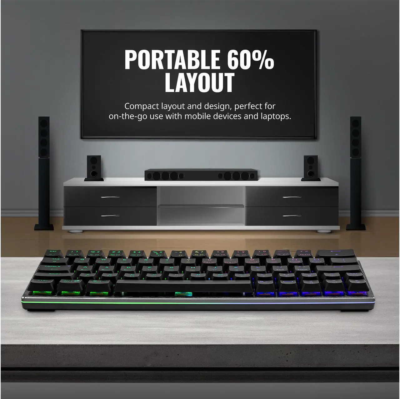 Alt view image 6 of 9 - Cooler Master SK622 Wireless 60% Mechanical Keyboard with Low Profile Red Switches, New and Improved Keycaps, and Brushed Aluminum Design