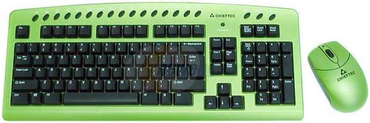 CHIEFTEC Black & Green IR Wireless Standard Keyboard - OEM