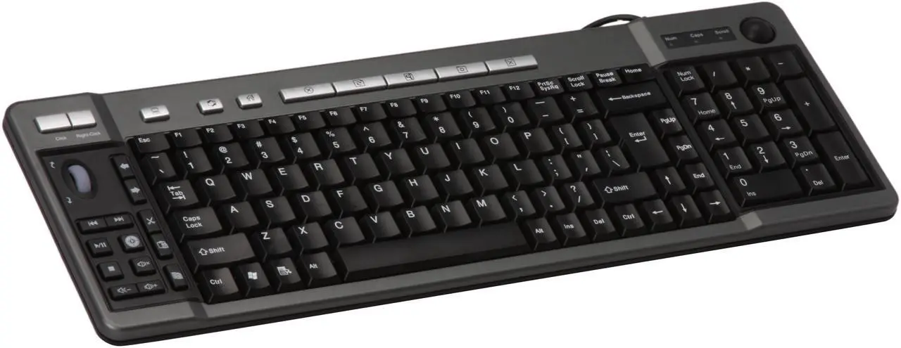 Main image of X-Gene 01028 Gray & Black 104 Normal Keys 23 Function Keys USB Wired Standard Optical Trackball Keyboard