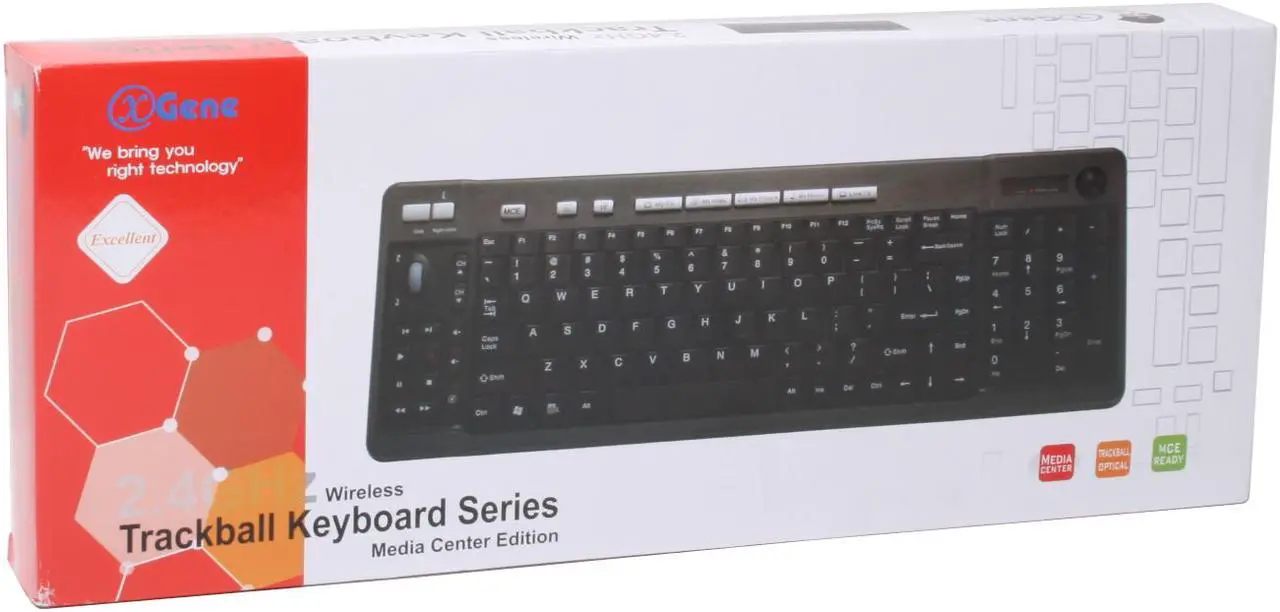 Alt view image 6 of 6 - X-Gene 01030 Black 103 Normal Keys 23 Function Keys USB 2.4 RF Standard Wireless Media Center Edition Keyabord w/ Optical Trackball