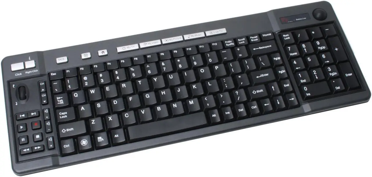 Main image of X-Gene 01030 Black 103 Normal Keys 23 Function Keys USB 2.4 RF Standard Wireless Media Center Edition Keyabord w/ Optical Trackball