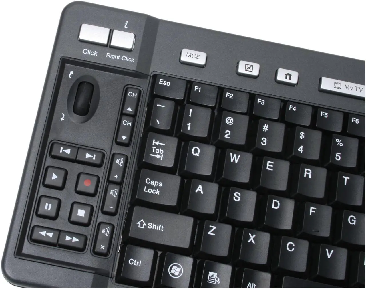 Alt view image 4 of 6 - X-Gene 01030 Black 103 Normal Keys 23 Function Keys USB 2.4 RF Standard Wireless Media Center Edition Keyabord w/ Optical Trackball