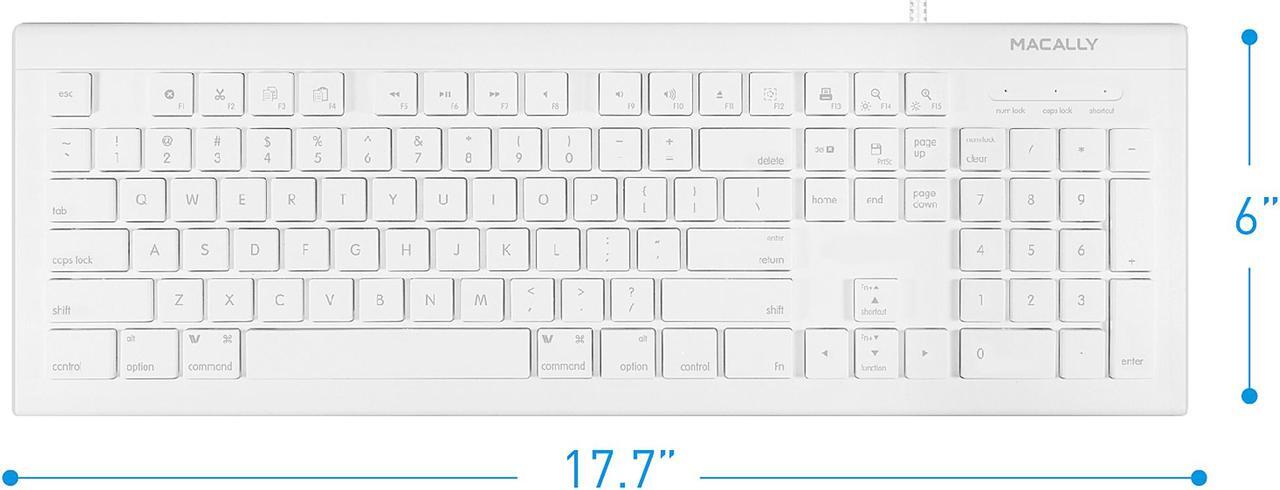 Alt view image 4 of 8 - Macally 103 Key Full-Size USB Keyboard with Short-Cut Keys