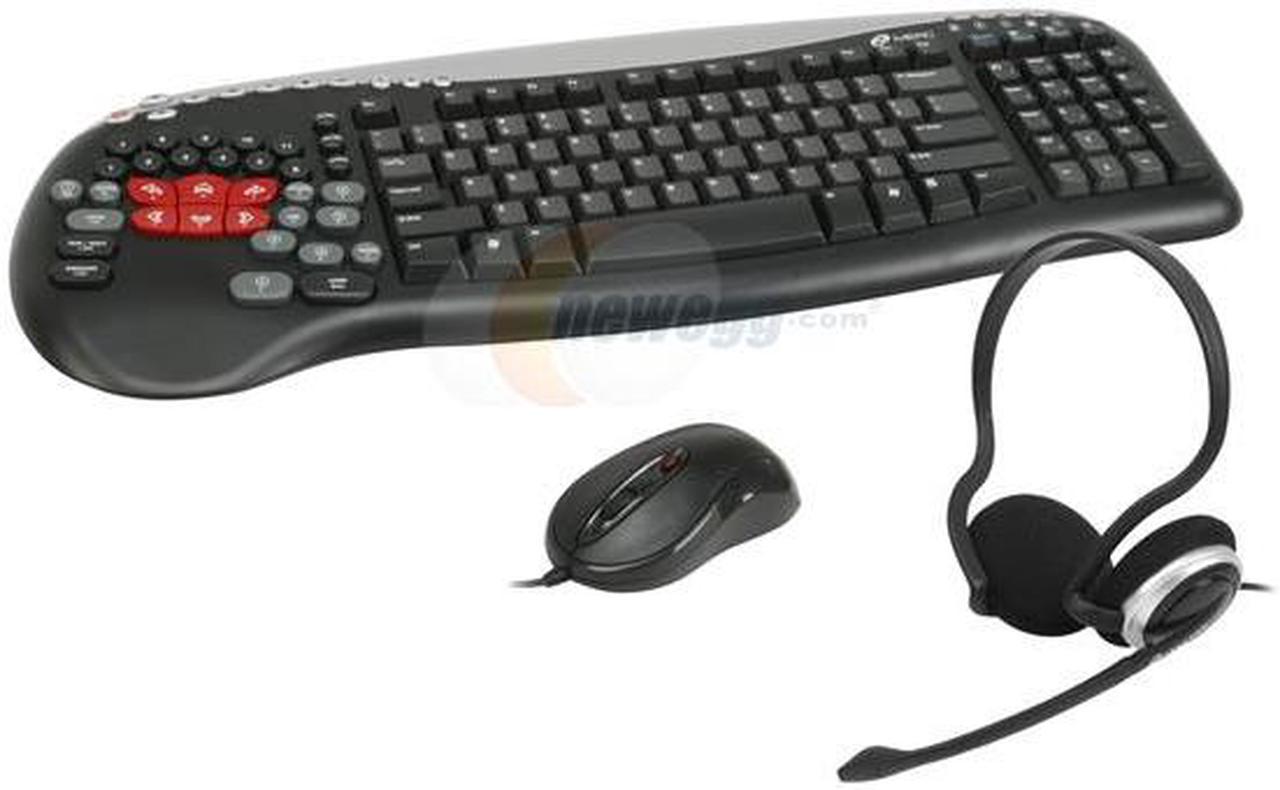 Ideazon MERC Black USB Wired Ergonomic Keyboard, GM-200 Mouse and Headset Gaming Pack