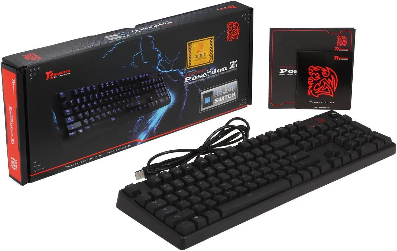 Alt view image 4 of 4 - Thermaltake Tt eSports Poseidon Z Illuminated Mechanical Gaming Keyboard - Blue Switches