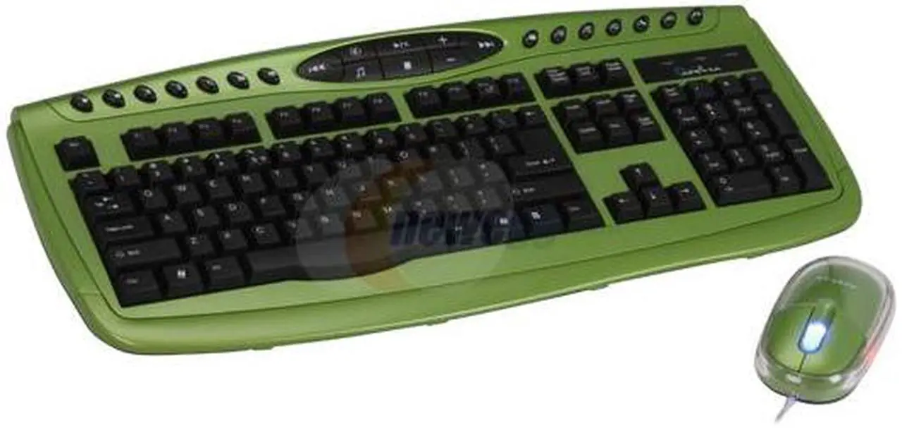 Main image of APEVIA KI-COMBO-GN Green/Black 104 Normal Keys 18 Function Keys PS/2 Wired Standard Keyboard and Mouse Combo