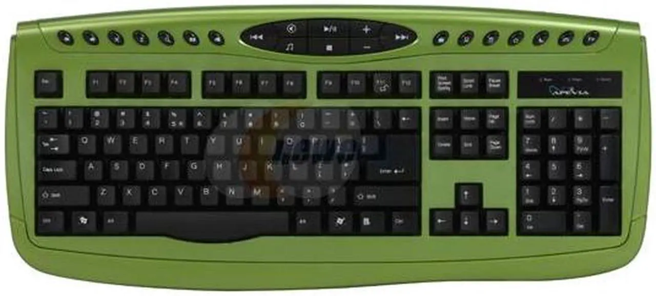 Alt view image 2 of 10 - APEVIA KI-COMBO-GN Green/Black 104 Normal Keys 18 Function Keys PS/2 Wired Standard Keyboard and Mouse Combo