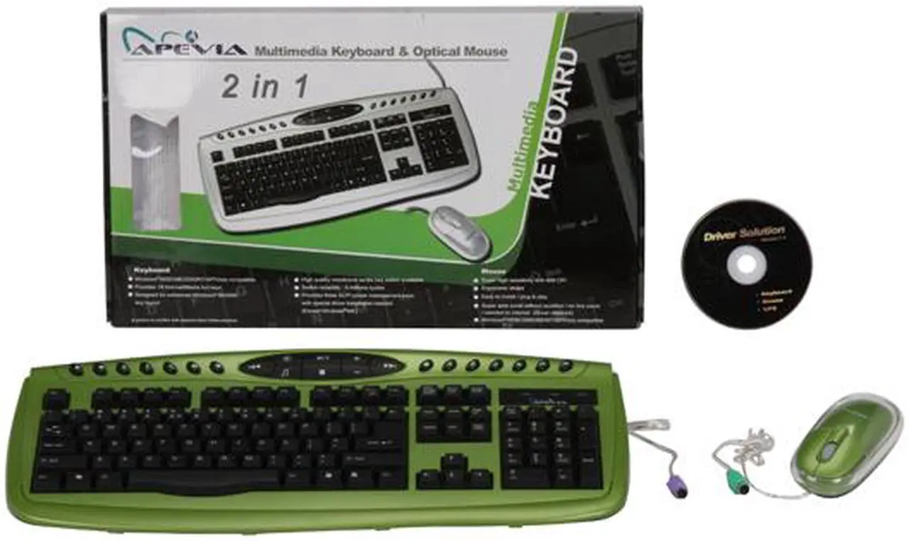 Alt view image 10 of 10 - APEVIA KI-COMBO-GN Green/Black 104 Normal Keys 18 Function Keys PS/2 Wired Standard Keyboard and Mouse Combo