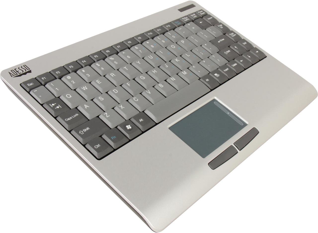 Adesso WKB-4000US SlimTouch 2.4 GHz RF Wireless Mini  Keyboard with Touchpad, with min USB receiver and receiver pocket (Silver / grey)