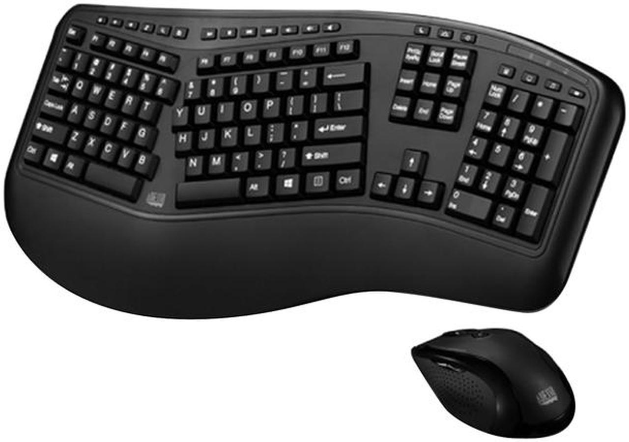 Adesso WKB-1500GB 2.4GHz RF wireless ergonomic multimedia keyboard bundle with Laser scroll mouse