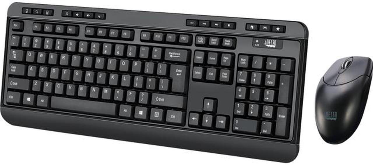 Main image of ADESSO WKB-1320CB Black 104-key US Layout Normal Keys USB RF Wireless Standard Antimicrobial Wireless Desktop Keyboard and Mouse
