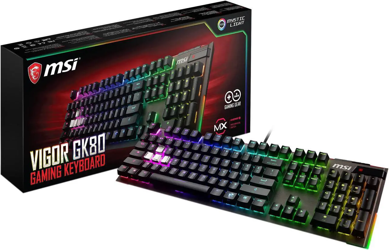 Alt view image 8 of 9 - MSI Vigor GK80 Wired Cherry MX RGB Red, RGB Gaming Keyboard